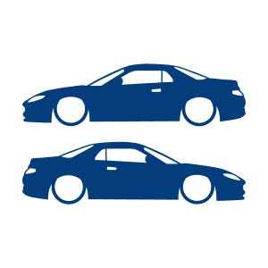 Set di 2 adesivi con silhouette di auto ribassate per Mitsubishi FTO Blu