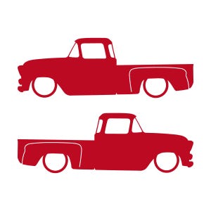 Set Of 2 Lowered Car Silhouette Decal Stickers For Chevrolet 3100 Stepside Pickup 1955-59 Red