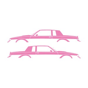 Set Of 2 Lowered Car Silhouette Decal Stickers For Buick Grand National Soft Pink