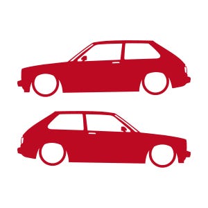 Conjunto de 2 adesivos com silhueta de carro rebaixado para Toyota Starlet GT Turbo EP82 JDM Vermelho