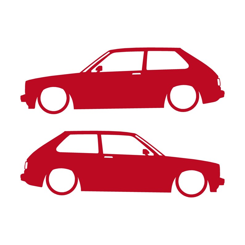 Conjunto de 2 adesivos com silhueta de carro rebaixado para Toyota Starlet GT Turbo EP82 JDM Vermelho