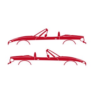 Set Of 2 Lowered Car Silhouette Decal Stickers For Mazda Miata MX5 NA Red