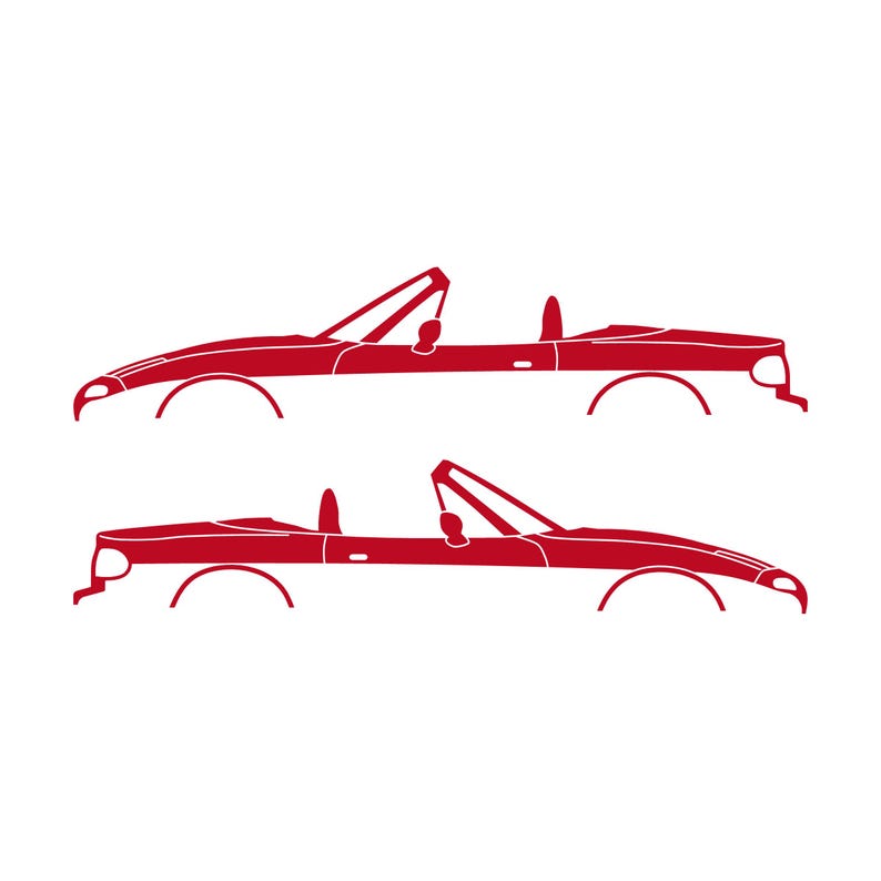 Set Of 2 Lowered Car Silhouette Decal Stickers For Mazda Miata MX5 NA Red