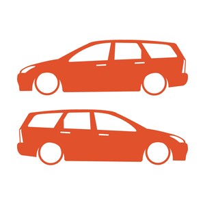 Set Of 2 Car Silhouette Decal Stickers For Ford Cortina Mk1 Estate Wagon Orange