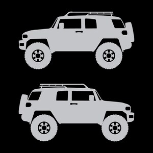 Set Of 2 Lifted Car Silhouette Decal Stickers For Toyota FJ Cruiser Silver