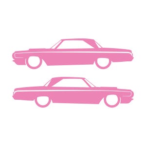Set Of 2 Car Silhouette Decal Stickers For 1964 Dodge Polara Max Wedge 2-door Hardtop Coupe Soft Pink