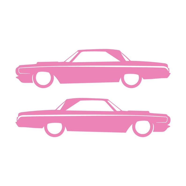 Set Of 2 Car Silhouette Decal Stickers For 1964 Dodge Polara Max Wedge 2-door Hardtop Coupe Soft Pink