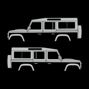Juego de 2 pegatinas con silueta de coche para Land Rover Defender 110 Classic Wagon Light Grey