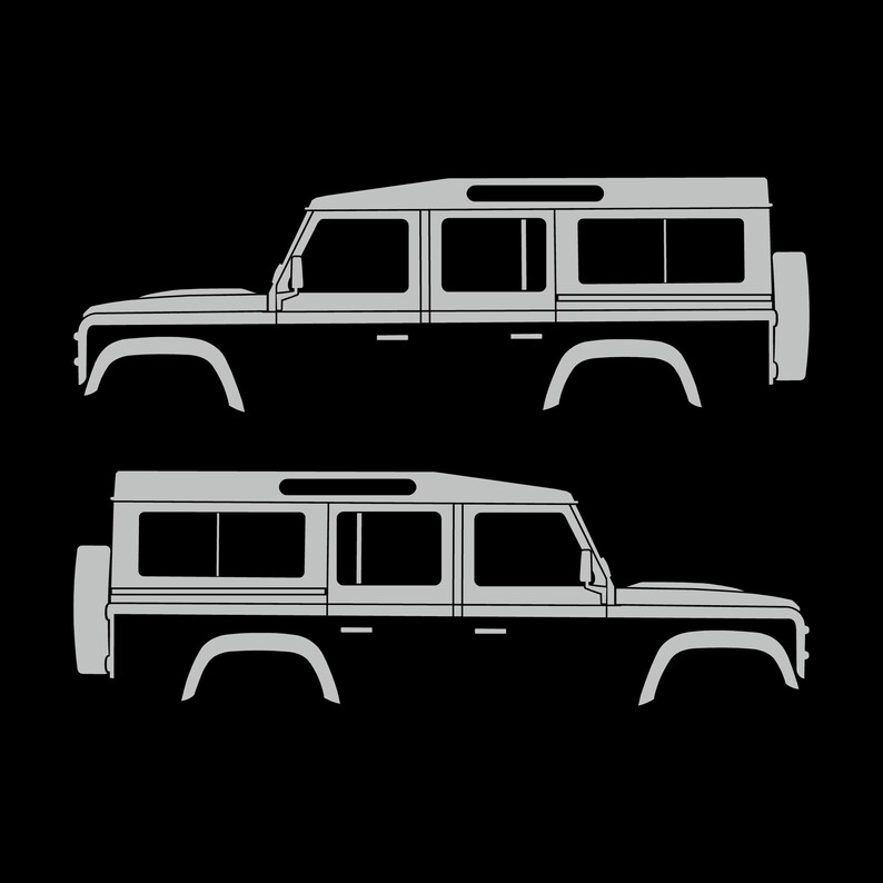 Juego de 2 pegatinas con silueta de coche para Land Rover Defender 110 Classic Wagon Light Grey