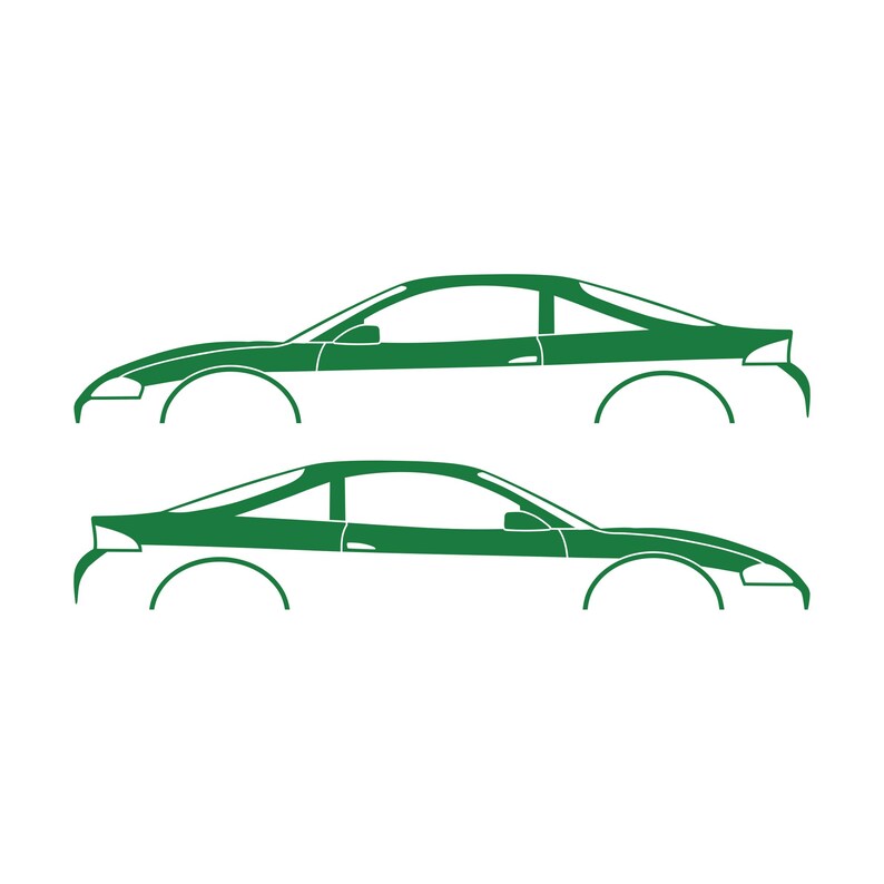 Set Of 2 Car Silhouette Decal Stickers For Mitsubishi Eclipse 2nd Gen 2Gb 1997-99 GS-T GSX Green