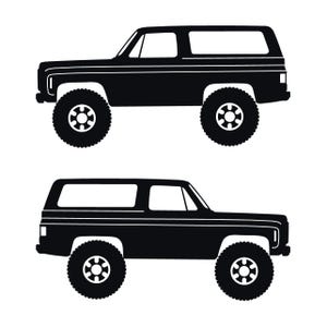 Set Of 2 Lowered Car Silhouette Decal Stickers For Chevrolet K5 Blazer Black