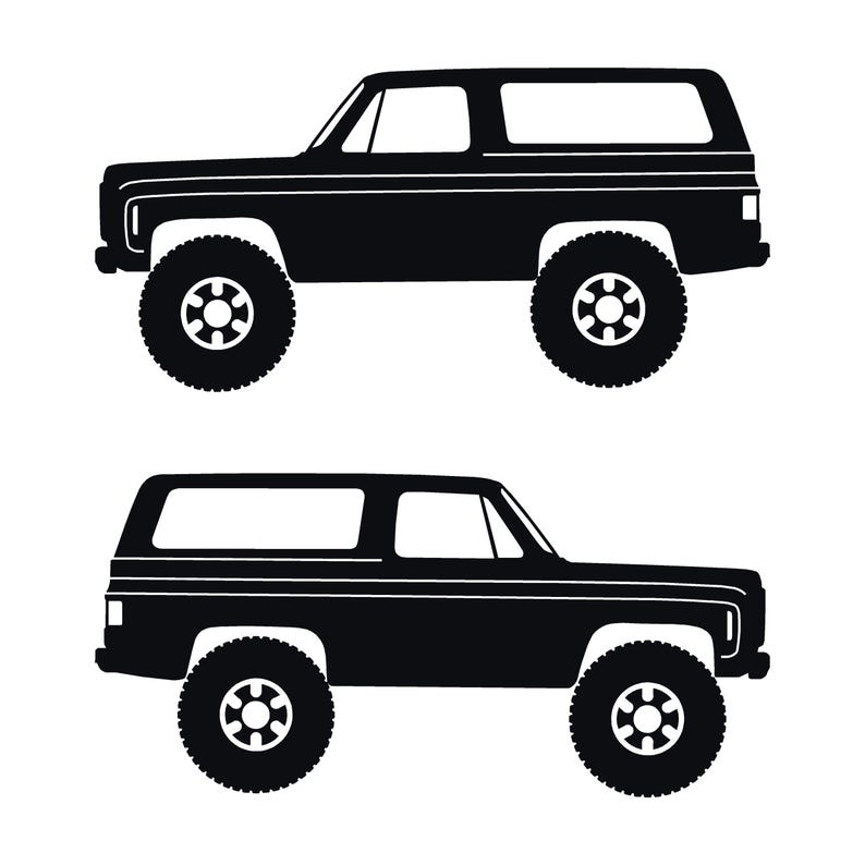 Set Of 2 Lowered Car Silhouette Decal Stickers For Chevrolet K5 Blazer Black