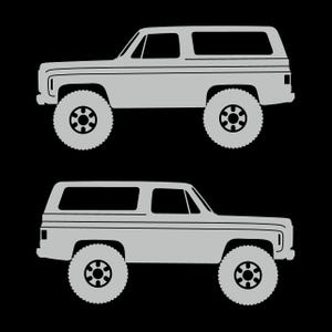 Set Of 2 Lifted Car Silhouette Decal Stickers For Chevrolet K5 Blazer Light Grey