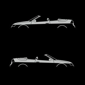 Set Of 2 Car Silhouette Decal Stickers For Saab 9-3 Early Spec 2nd Gen Convertible Light Grey