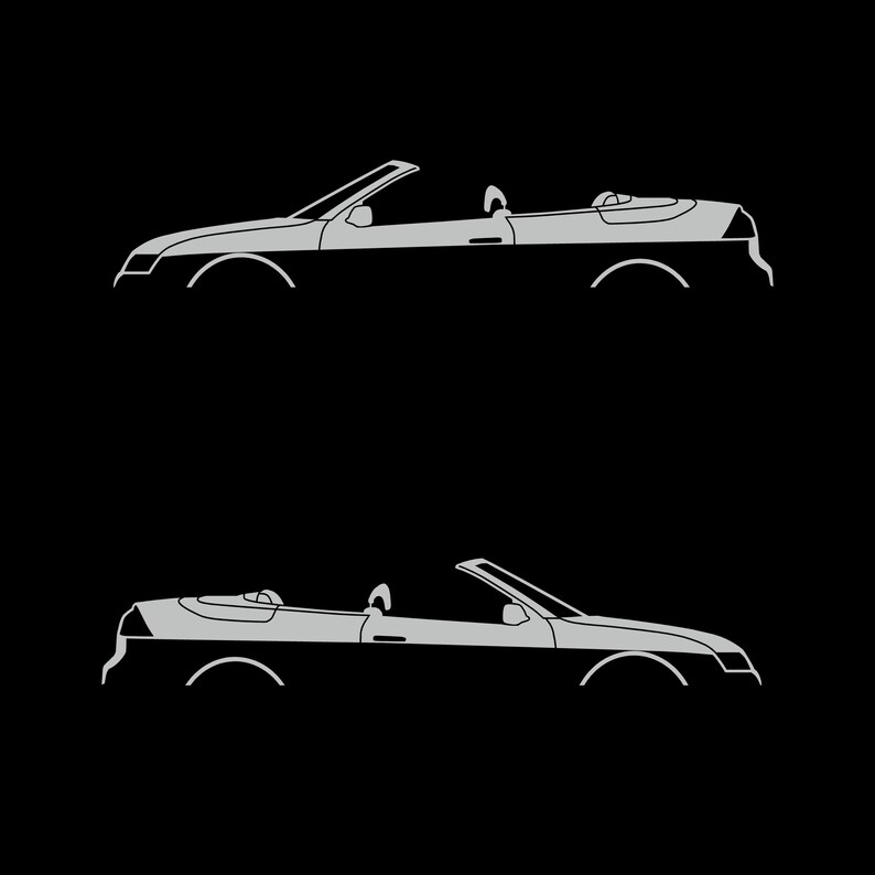 Set Of 2 Car Silhouette Decal Stickers For Saab 9-3 Early Spec 2nd Gen Convertible Light Grey