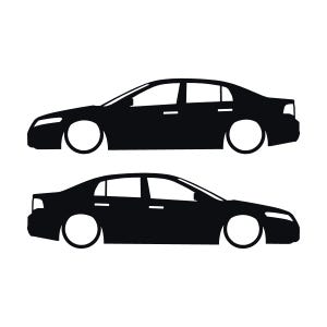 Set Of 2 Lowered Car Silhouette Decal Stickers For Acura TL UA6 2004-08 3rd Gen Sedan Black