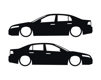 Set Of 2 Lowered Car Silhouette Decal Stickers For Acura TL UA6 2004-08 3rd Gen Sedan