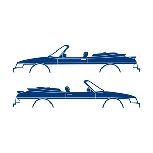 Set med 2 silhuettdekaler för Saab 900 1:a generationens cabriolet Blå