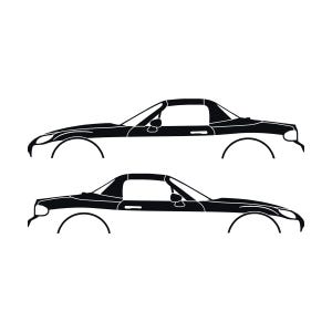 Set Of 2 Lowered Car Silhouette Decal Stickers For Mazda Miata MX5 NC Black