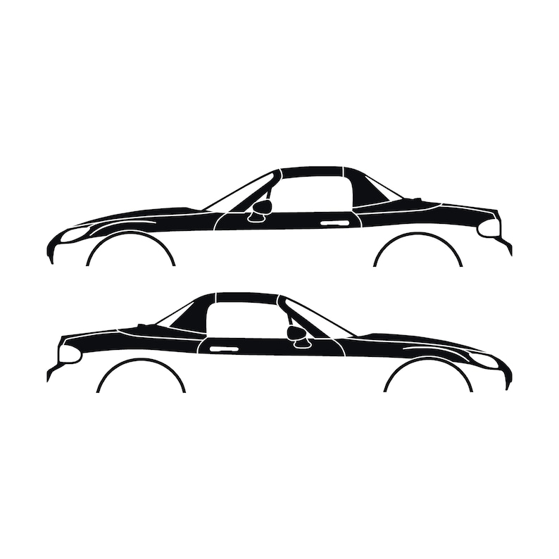 Set Of 2 Lowered Car Silhouette Decal Stickers For Mazda Miata MX5 NC Black