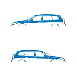 サーブ9-5スポーツツアラーワゴン用カーシルエットデカールステッカー2枚セット Sky Blue