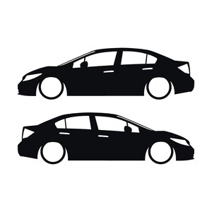 Set Of 2 Lowered Car Silhouette Decal Stickers For Honda Civic FB 9th Gen Sedan Black