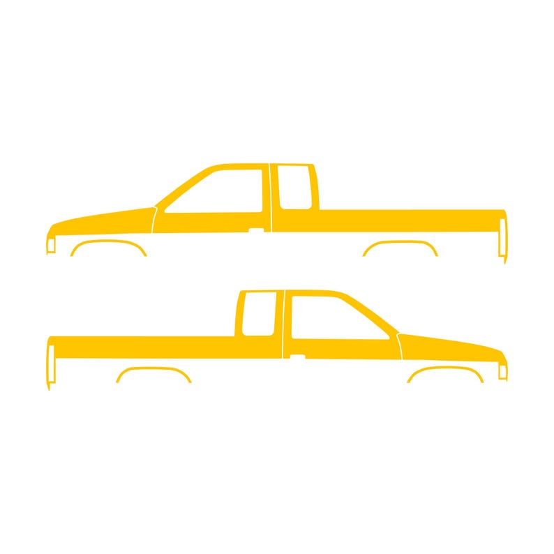 Set Of 2 Truck Silhouette Decal Stickers For Nissan D21 Hardbody King Cab Pickup Yellow