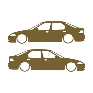 Set Of 2 Lowered Car Silhouette Decal Stickers For Honda Civic EG Sedan Gold