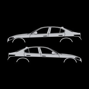 Set Of 2 Lowered Car Silhouette Decal Stickers For Alfa Romeo Giulia 952 2016 Silver