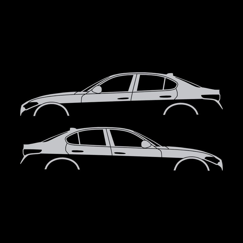 Set Of 2 Lowered Car Silhouette Decal Stickers For Alfa Romeo Giulia 952 2016 Silver