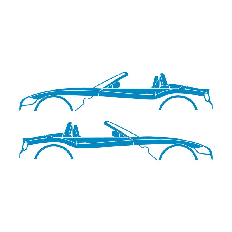 Set Of 2 Car Silhouette Decal Stickers For BMW Z4 E85 2002-09 Roadster Light Blue