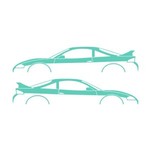 Set Of 2 Car Silhouette Decal Stickers For Mitsubishi Eclipse 2nd Gen 2Gb 1997-99 GS-T GSX Rear Spoiler Mint