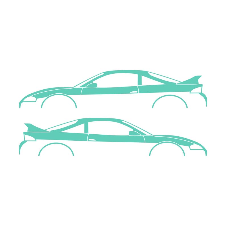 Set Of 2 Car Silhouette Decal Stickers For Mitsubishi Eclipse 2nd Gen 2Gb 1997-99 GS-T GSX Rear Spoiler Mint