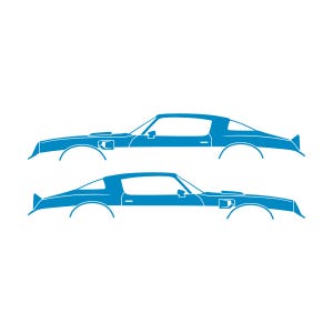 Set Of 2 Car Silhouette Decal Stickers For Pontiac Firebird Trans Am 2nd Gen 1977-78 Light Blue