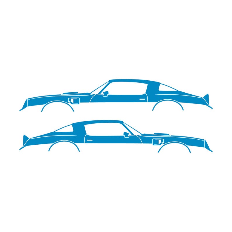 Set Of 2 Car Silhouette Decal Stickers For Pontiac Firebird Trans Am 2nd Gen 1977-78 Light Blue