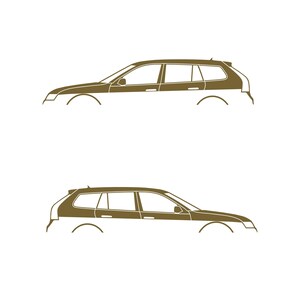 Juego de 2 pegatinas con silueta de coche para Saab 9-3 Early Spec 2nd Gen Sports Tourer Wagon Oro