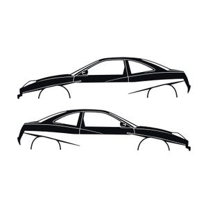 Set Of 2 Lowered Car Silhouette Decal Stickers For Fiat Coupe Black