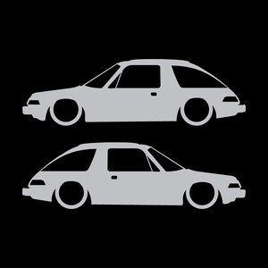 Juego de 2 pegatinas decorativas con silueta de coche rebajado para AMC Pacer Classic Plata