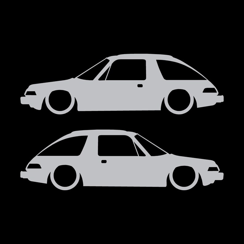Juego de 2 pegatinas decorativas con silueta de coche rebajado para AMC Pacer Classic Plata