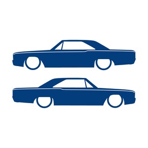 Set med 2 silhuettdekaler för Dodge Dart 4:e generationen 1967-69 Classic Hardtop Coupe Blå