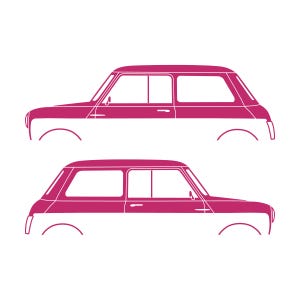 Set Of 2 Car Silhouette Decal Stickers For Classic Mk2 Mini Cooper Hatchback Pink