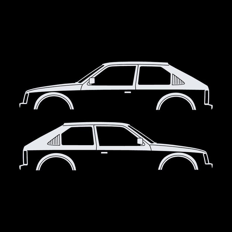 Set Of 2 Car Silhouette Decal Stickers For Opel Kadett D GTE 3-Door Hatchback image 3