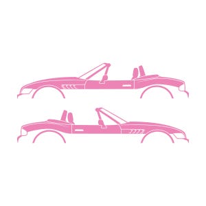 Set Of 2 Car Silhouette Decal Stickers For BMW Z3 Roadster Soft Pink