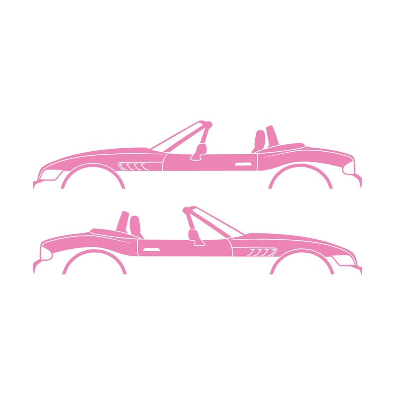 Set Of 2 Car Silhouette Decal Stickers For BMW Z3 Roadster Soft Pink