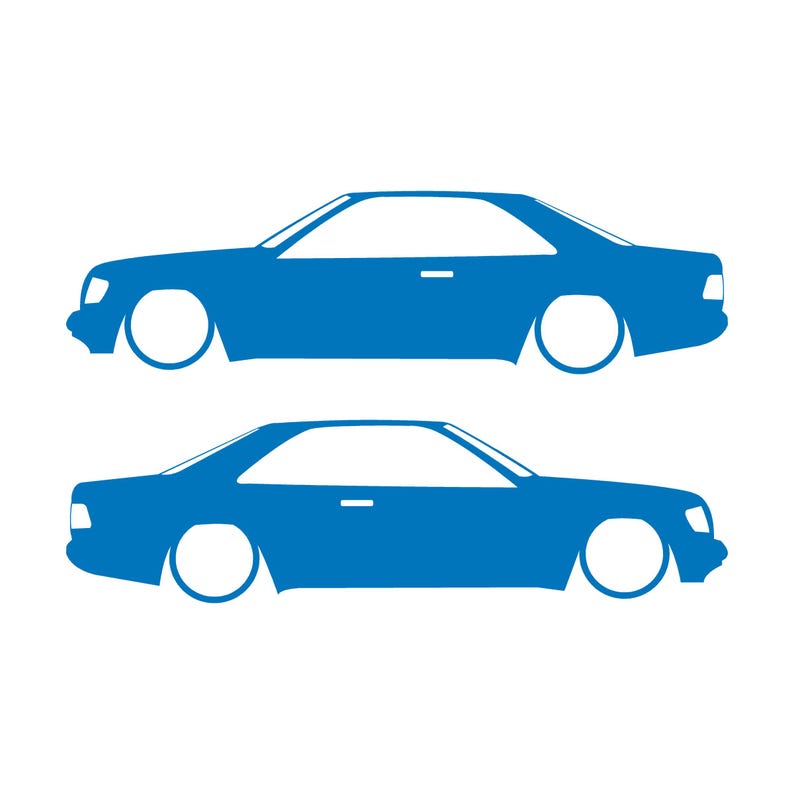 Set Of 2 Car Silhouette Decal Stickers For The Mercedes C124 E-Class W124 Coupe Sky Blue