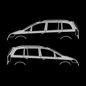 Set Of 2 Car Silhouette Decal Stickers For Vauxhall Opel Zafira A Mk1 Light Grey
