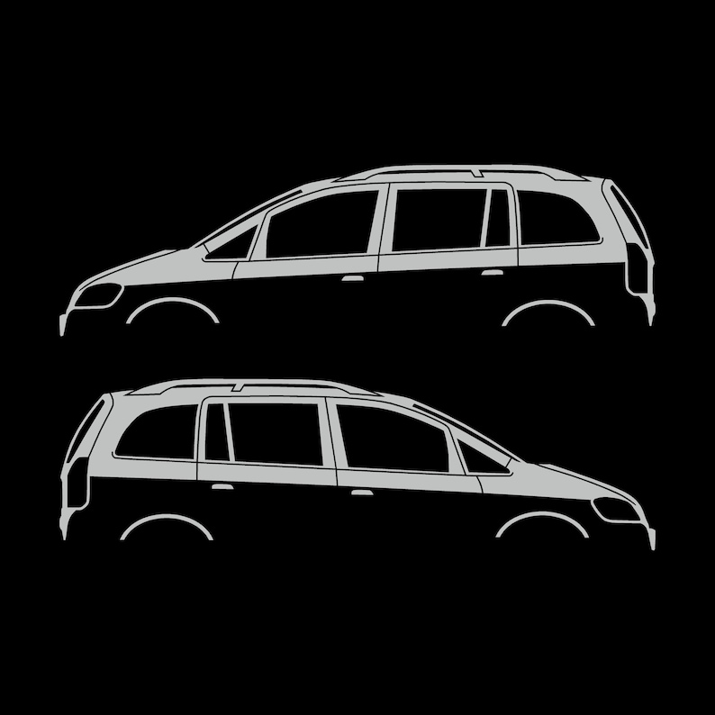 Set Of 2 Car Silhouette Decal Stickers For Vauxhall Opel Zafira A Mk1 Light Grey