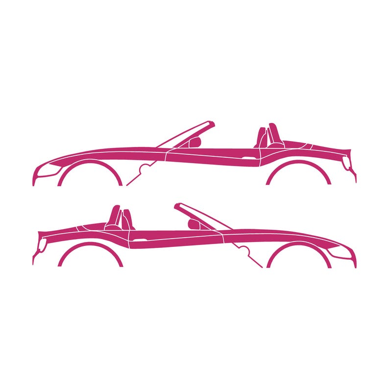 Set Of 2 Car Silhouette Decal Stickers For BMW Z4 E85 2002-09 Roadster Pink