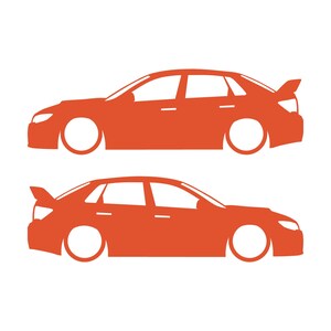 Set mit 2 Auto-Silhouette-Aufklebern für Subaru WRX STI VA 2014 Limousine Orange