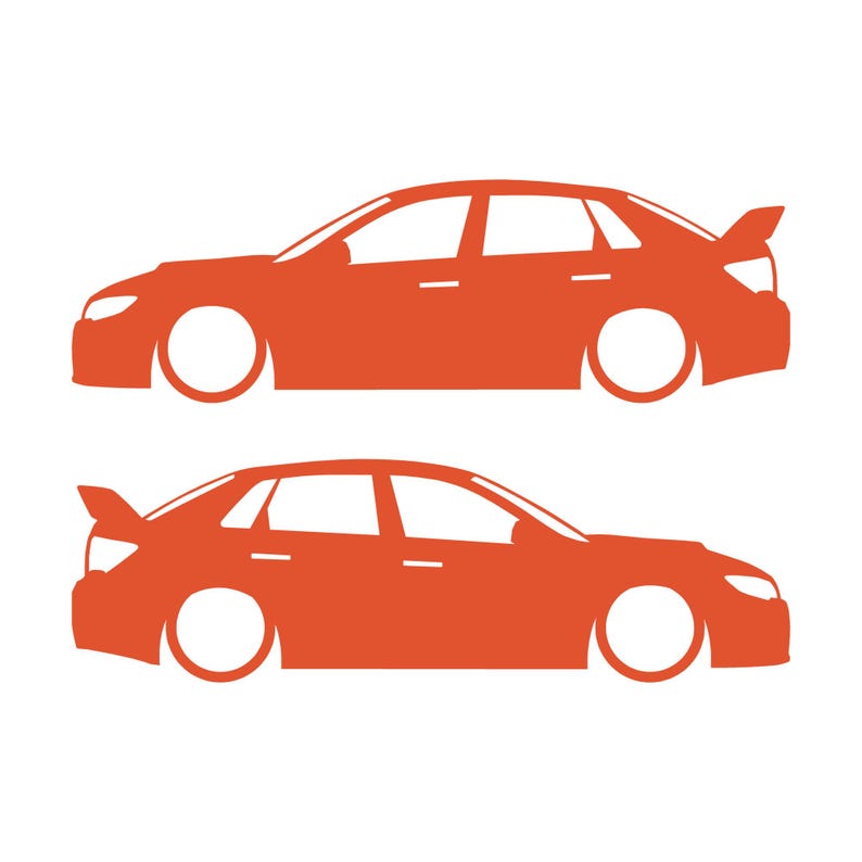 Set mit 2 Auto-Silhouette-Aufklebern für Subaru WRX STI VA 2014 Limousine Orange
